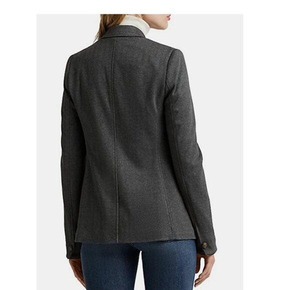 Ralph Lauren Lauren Women's Herringbone Jacquard-Knit Blazer Grey 2 - Picture 5 of 9